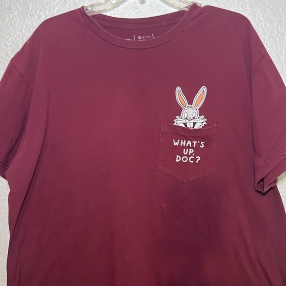 Neff Looney Tunes maroon Bugs Bunny what’s up, Doc T-shirt size XXL - Picture 2 of 7